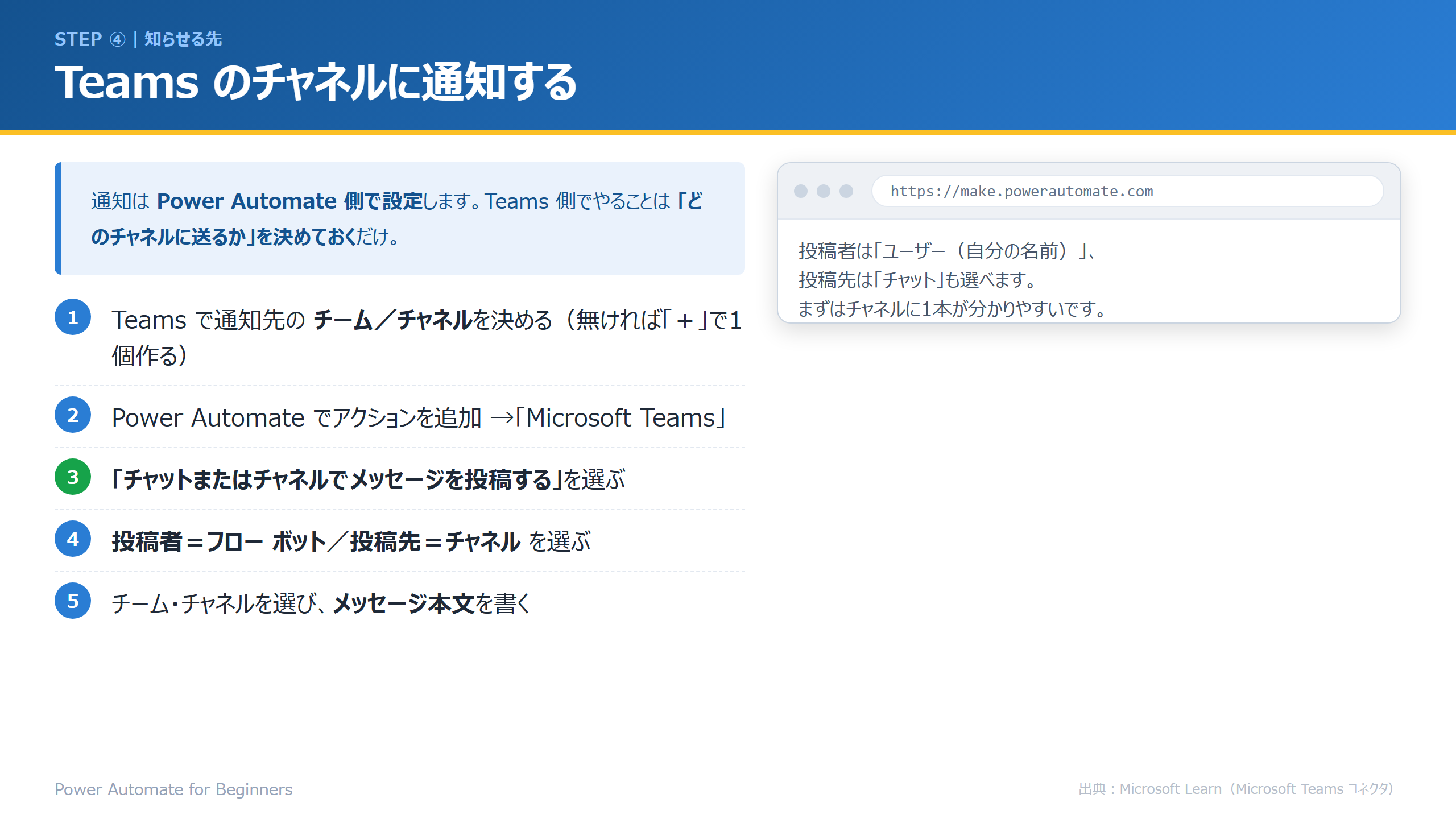 Teamsのチャネルに通知する